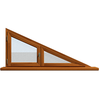 Деревянное окно – треугольник из лиственницы Модель 112 Светлый дуб